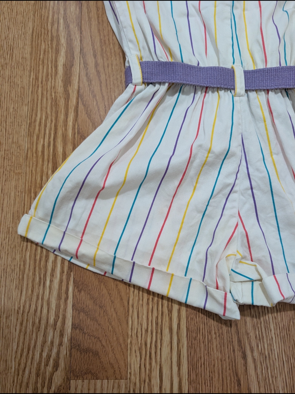Vintage Girls 80's 90's Rainbow Stripe Short Romper 10 - Picture 12 of 13